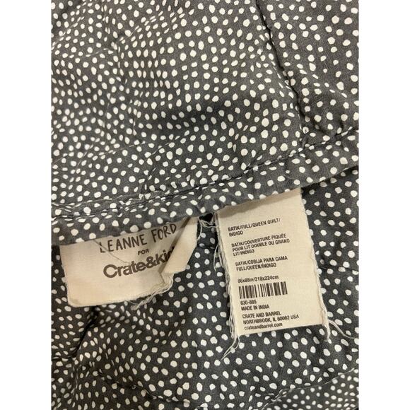 Crate And Barrel Batik Organic Full quilt set by Leanne Ford Cotton polka dotted - Picture 1 of 15